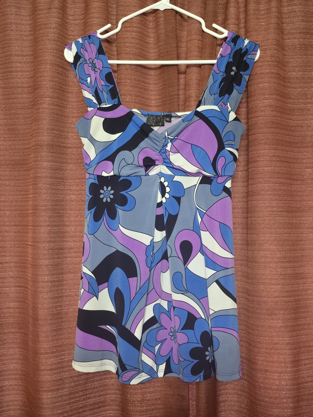 MCM Purple and Blue Floral Graphic Camisole Tank